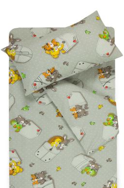 Bērnu katūna gultas veļa SLEEPING FRIENDS 10-0023-GREY