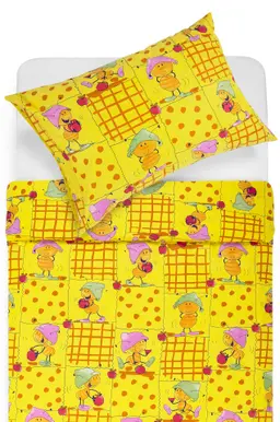 Bērnu katūna gultas veļa PLAYFUL FRIENDS 10-0077-YELLOW