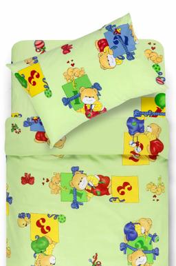 Bērnu katūna gultas veļa TEDDY 10-0056-LIGHT GREEN