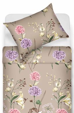 Polycotton bedding set FLOWERS 20-1862-TAUPE