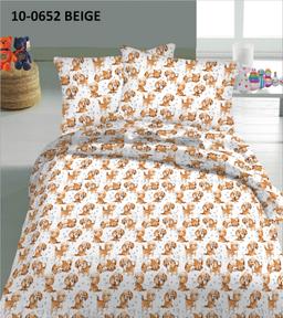 Bērnu katūna gultas veļa HAPPY DOG 10-0652-BEIGE