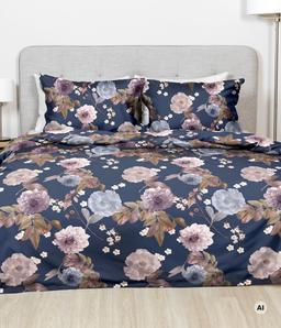 Sateen bedding set ADRIELLE 20-1888-NAVY