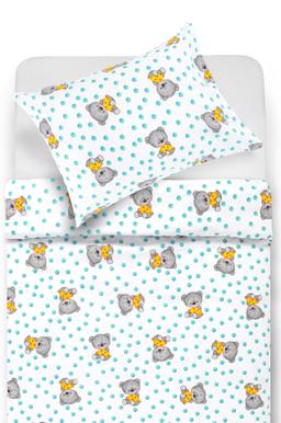 Bērnu katūna gultas veļa BEAR WITH DOTS 10-0683-LIGHT GREY