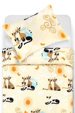 Bērnu katūna gultas veļa SKINNY CATS 10-0658-LIGHT CREAM