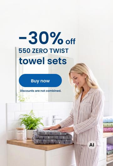30% off 550 ZERO TWIST towel sets/desktop