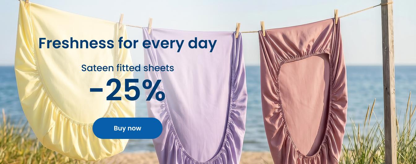 Sateen fitted sheets -20% discount/desktop