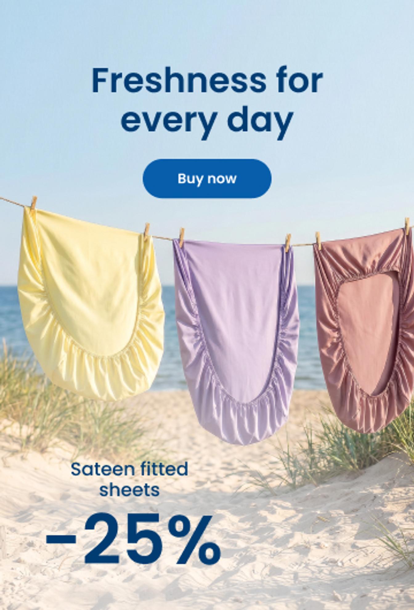 Sateen fitted sheets -20% discount/mobile