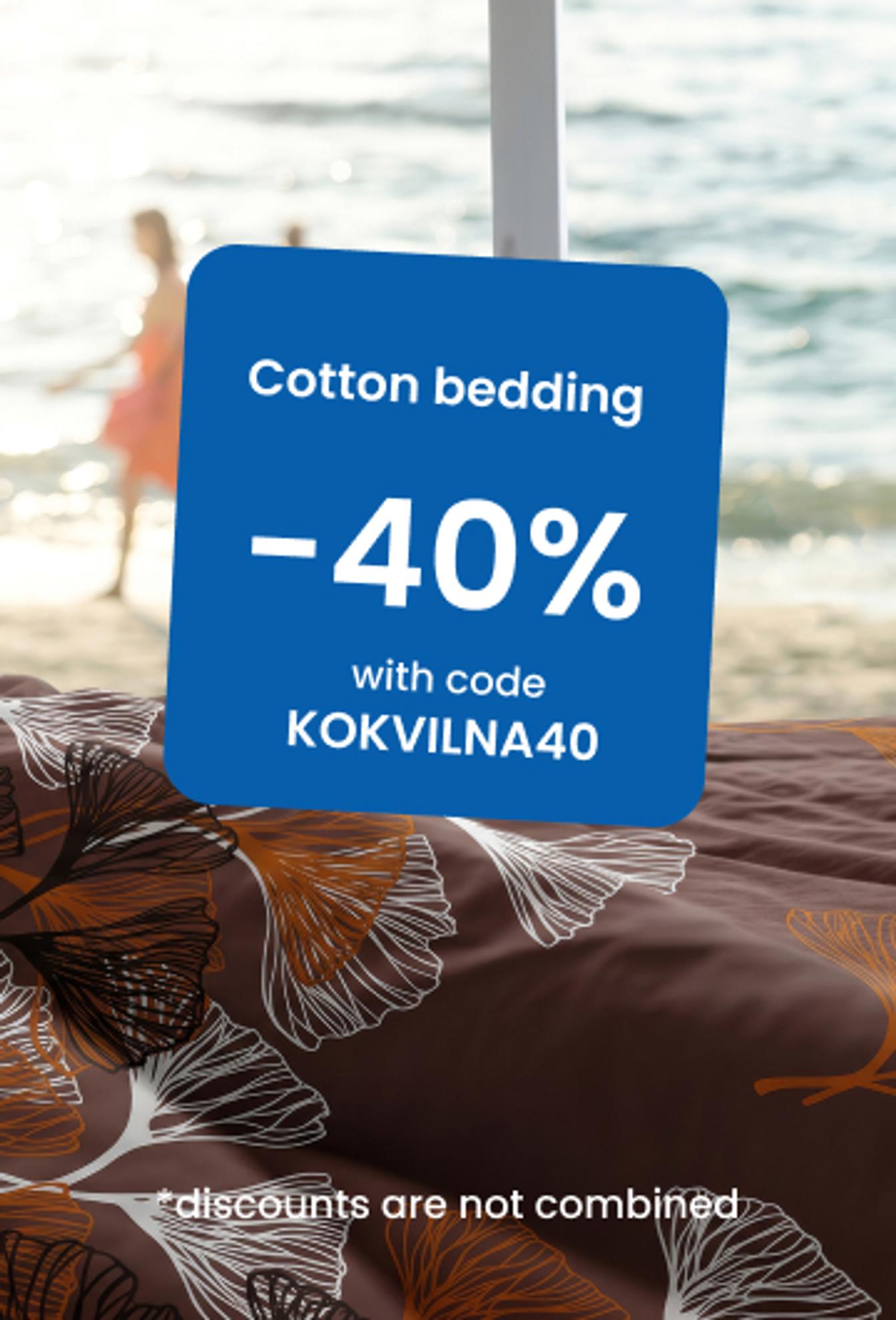 40% off cotton bedding with codeKOKVILNA40/ mobile