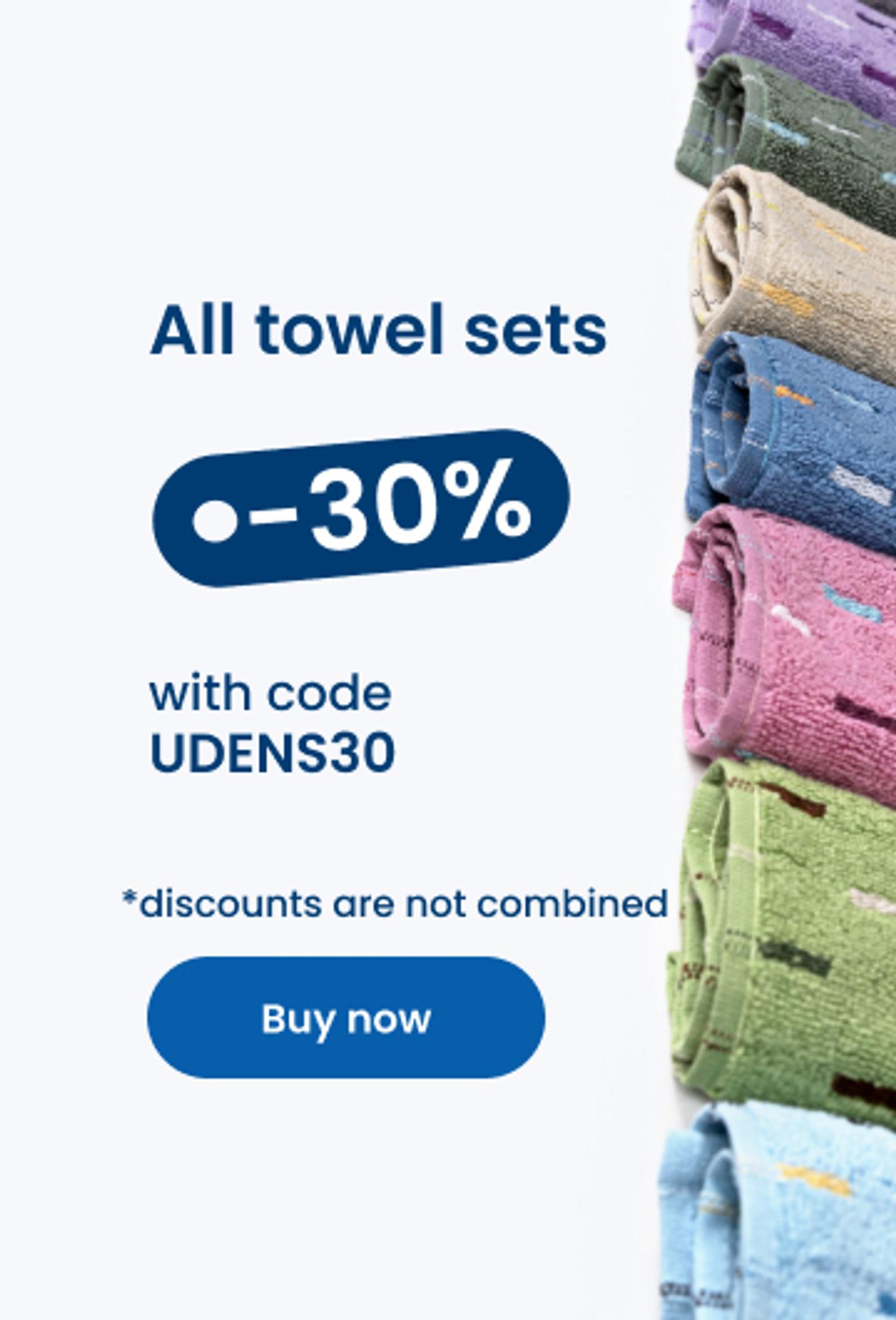 30% off all towel sets with code UNDENS30/mobile